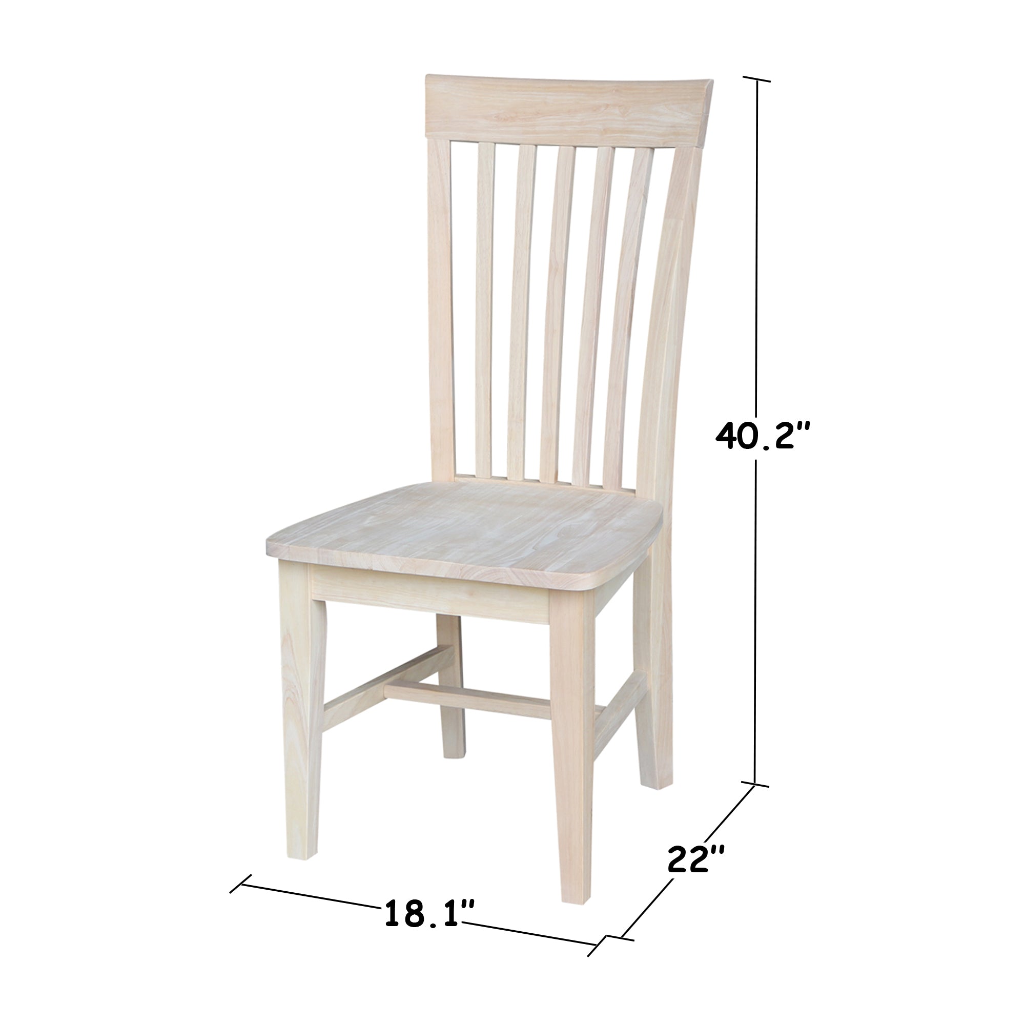 International Concepts Unfinished Salsbury Tall Mission Dining Chair - Set of 2