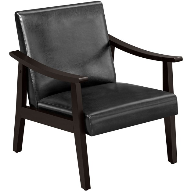 Yaheetech Modern Faux Leather Upholstered Armchair Accent Chair With Solid Wood Legs