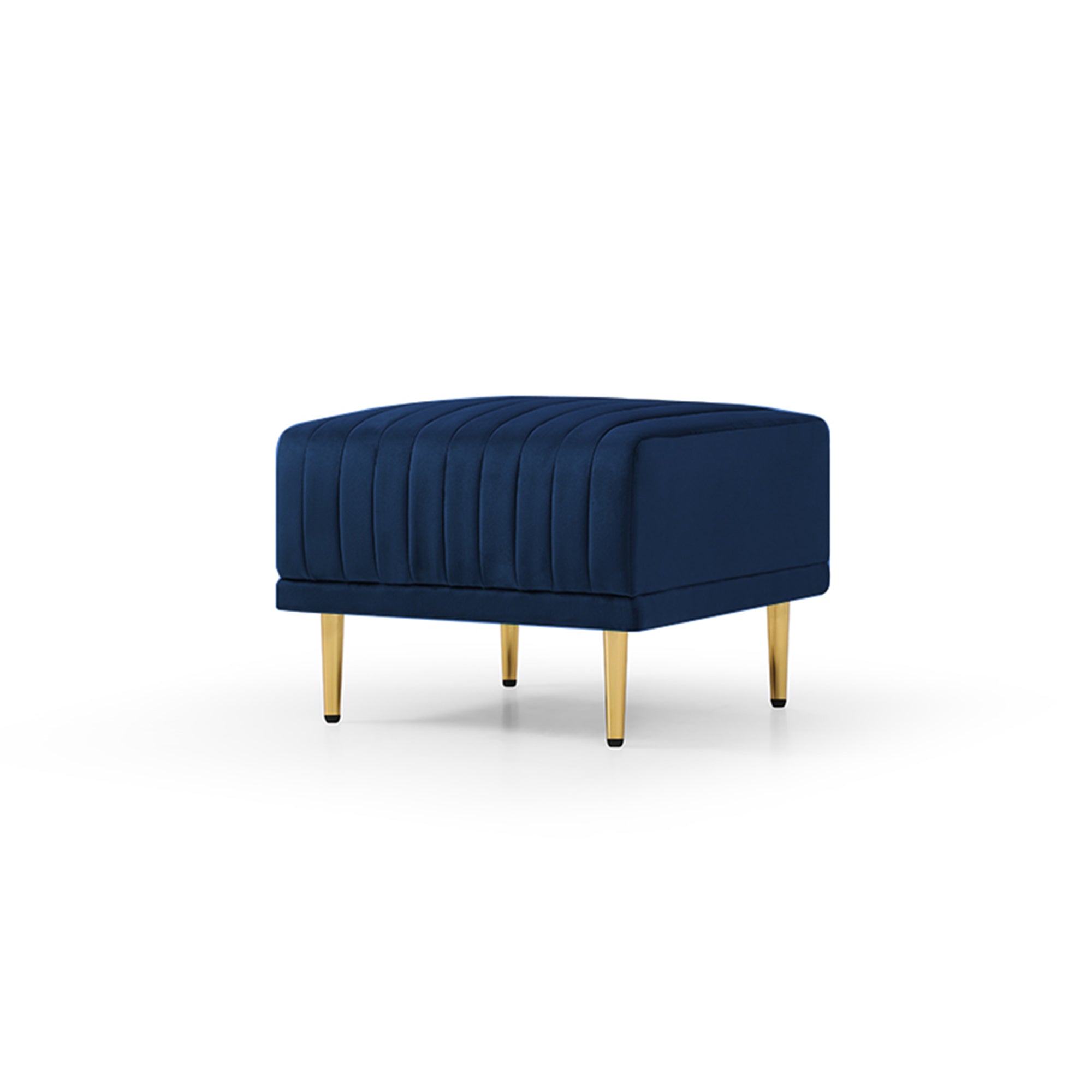 Navy Blue Channel Tufted Bench Upholstered Footrest Stool Accent Bench for Entryway Living Room Bedroom