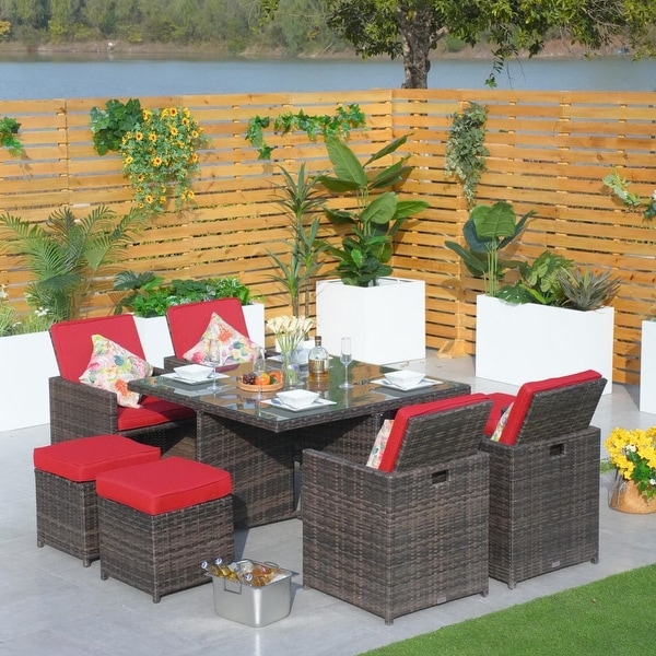 9piece Outdoor Dining Table Set with Cushions