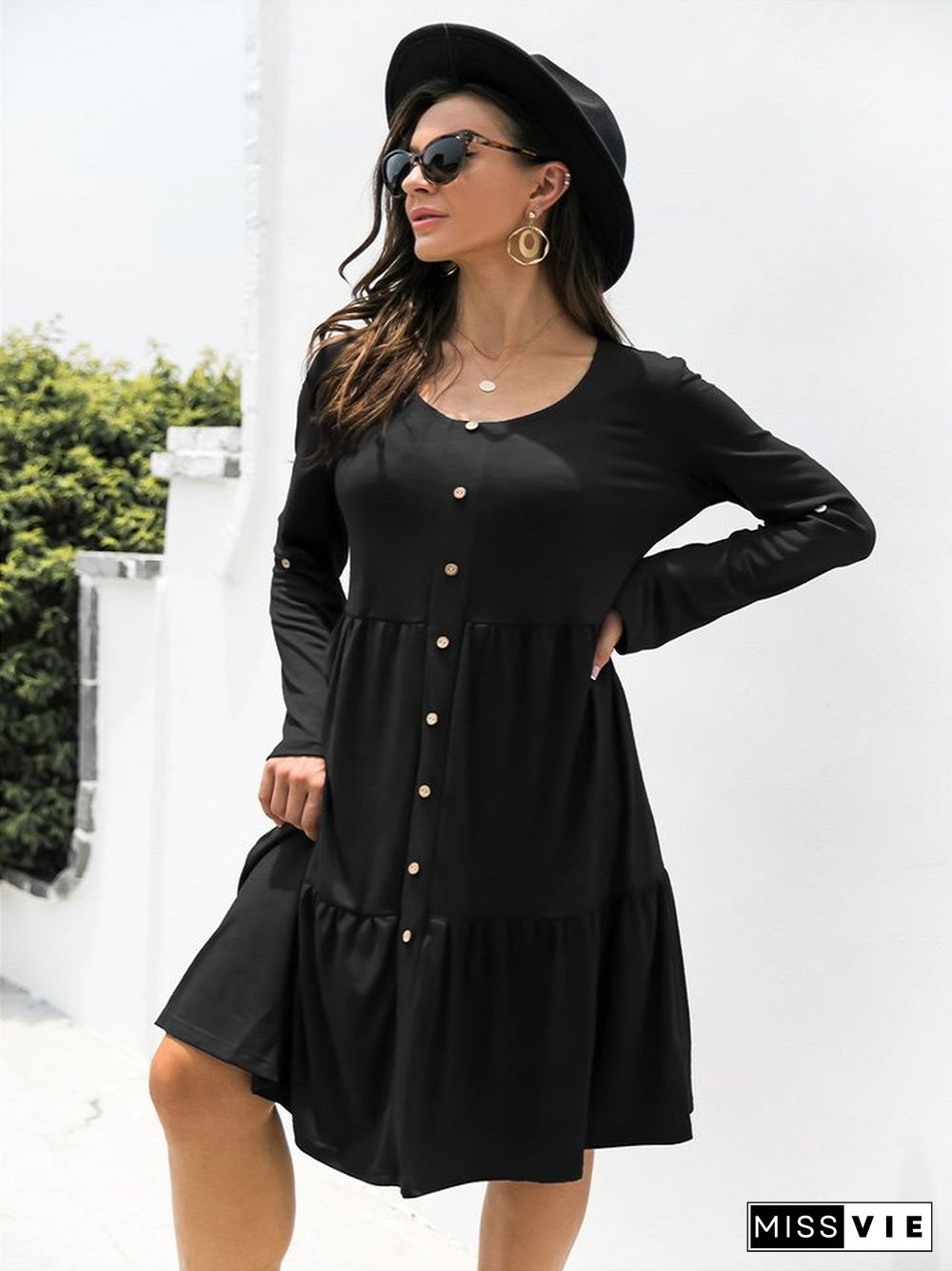 Loose Fashion Casual Dress Black Dresses