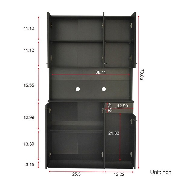 Wood Open Wardrobe with 1 Drawers， Large Storage Space - - 37938212