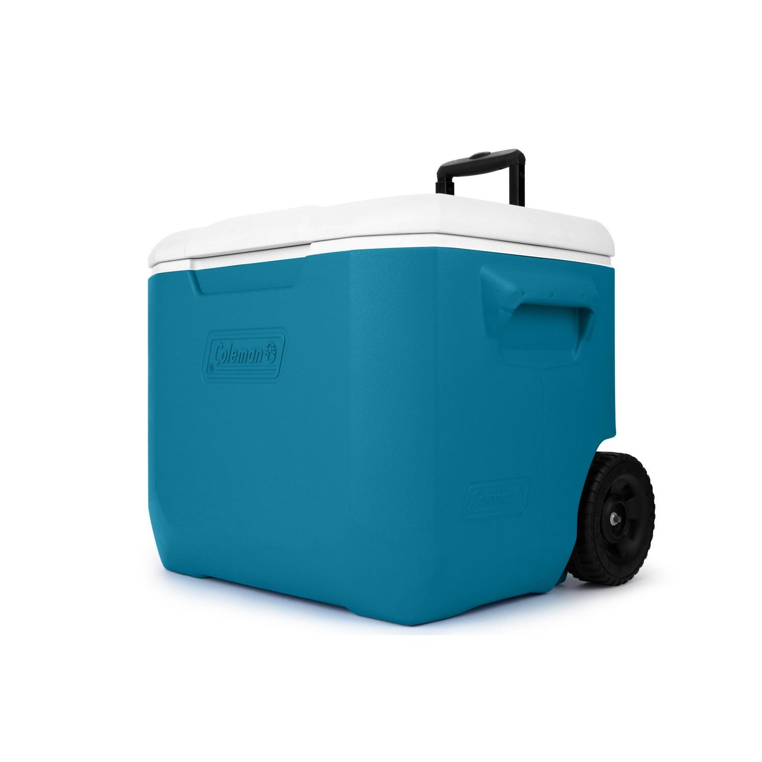 Coleman Chiller 60QT Hard Cooler With Wheels， Ocean Blue