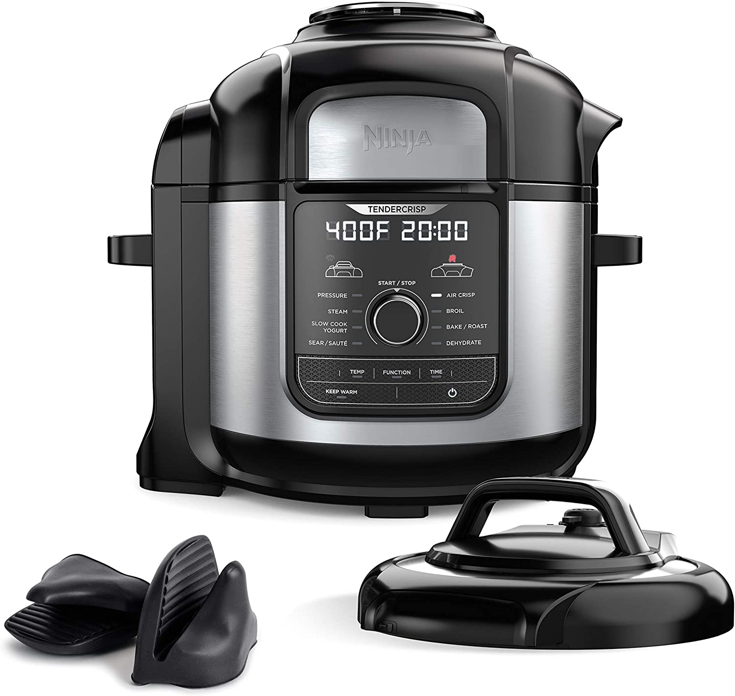 Ninja FD402 Stainless Ste Foodi 8qt. 9-in-1 Deluxe XL Pressure Cooker and Air Fryer-Stainless Steel/Black