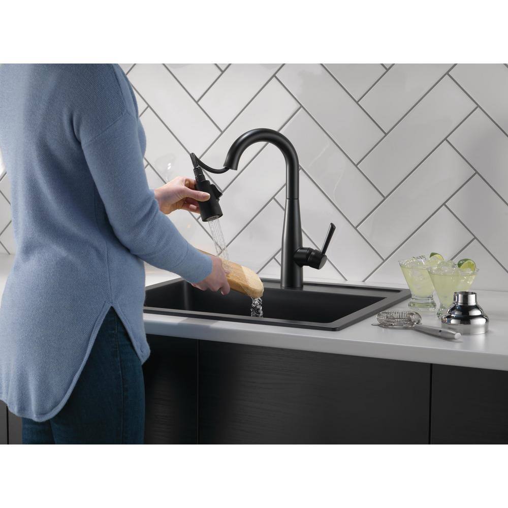 Delta Essa Single-Handle Bar Faucet with MagnaTite Docking in Matte Black 9913-BL-DST