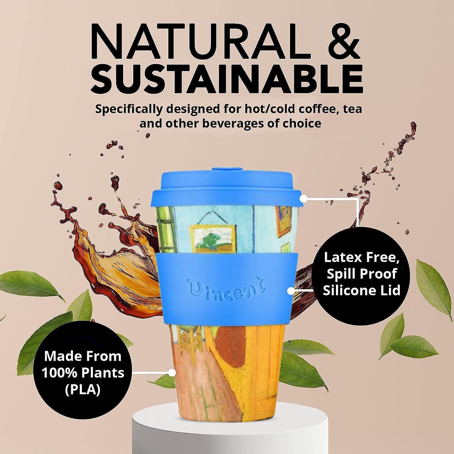 14oz 400ml Reusable Ecoffee Cup Eco-Friendly PLA Vincent Van Gogh Melamine Free Coffee Cup