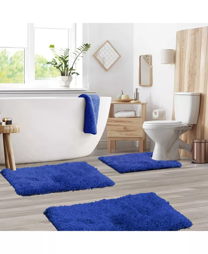 Clara Clark 3 Piece Ultra Soft Non Slip Shaggy Bath Rug - Small Medium and Contour