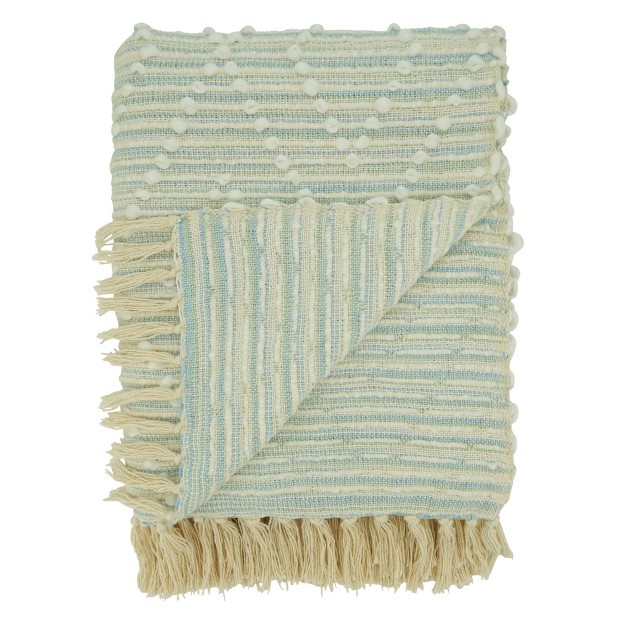 Saro Lifestyle Cotton Throw With Woven Stripes And Diamond