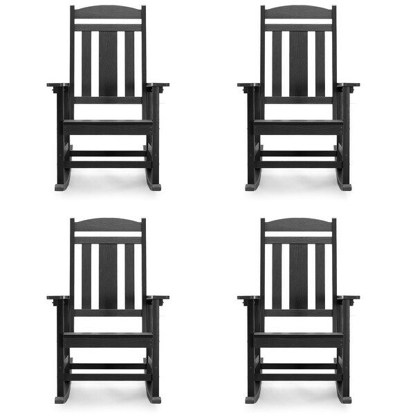 LUE BONA Plastic Outdoor Patio Adirondack Rocking Chairs For Porch Set of 4