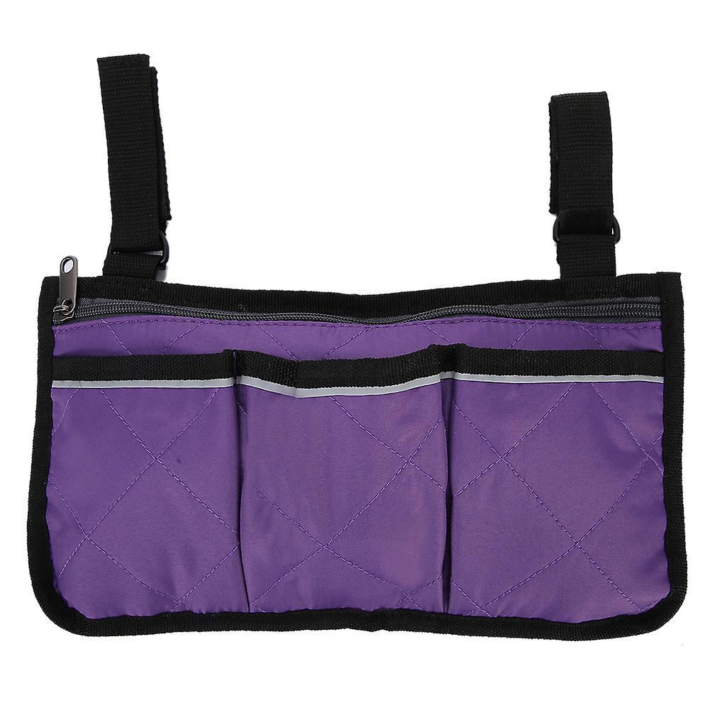 Multiple Pockets Large Capacity Wheelchair Armrest Side Bag Wheelchair Storage Organizerpurple