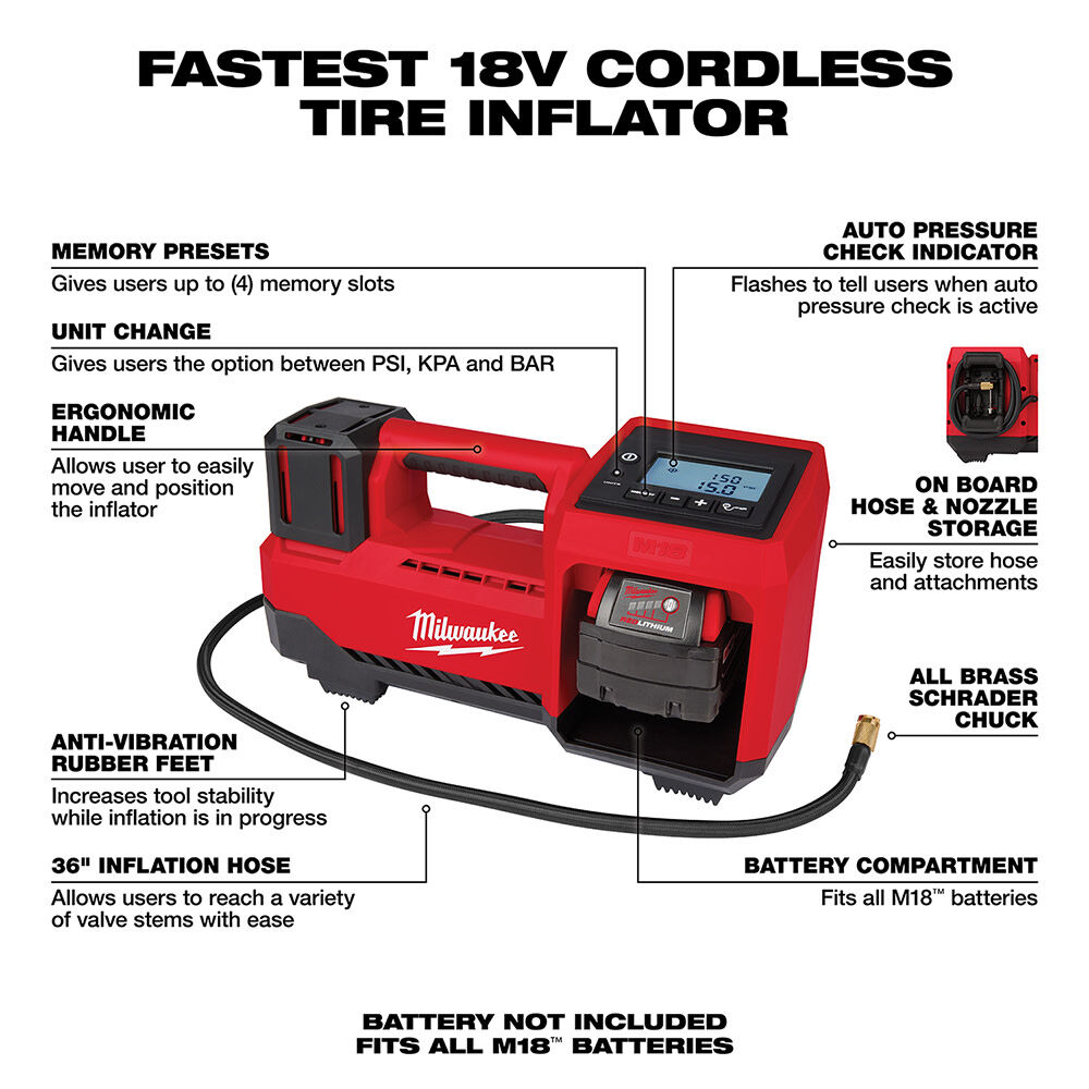 Milwaukee M18 Inflator with XC 5Ah Starter Kit Bundle 2848-20-48-59-1850 from Milwaukee