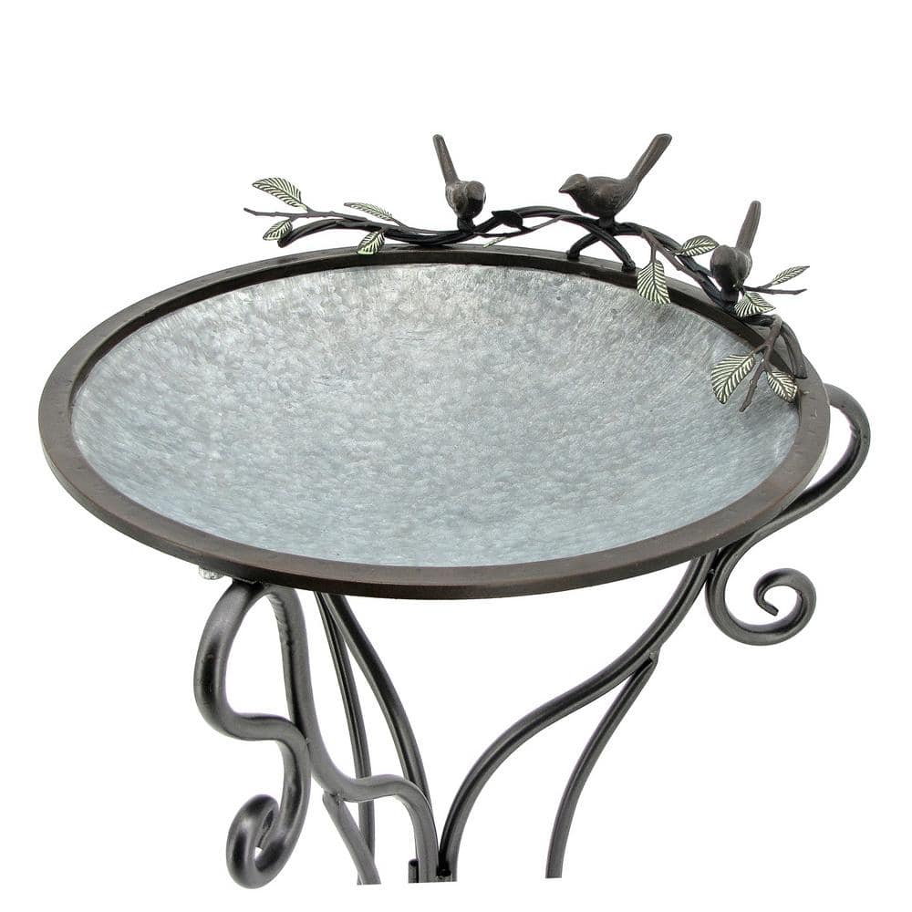 Zaer Ltd. International 23 in. Round Copper Birdbath 3 Birds ZR180070-CP