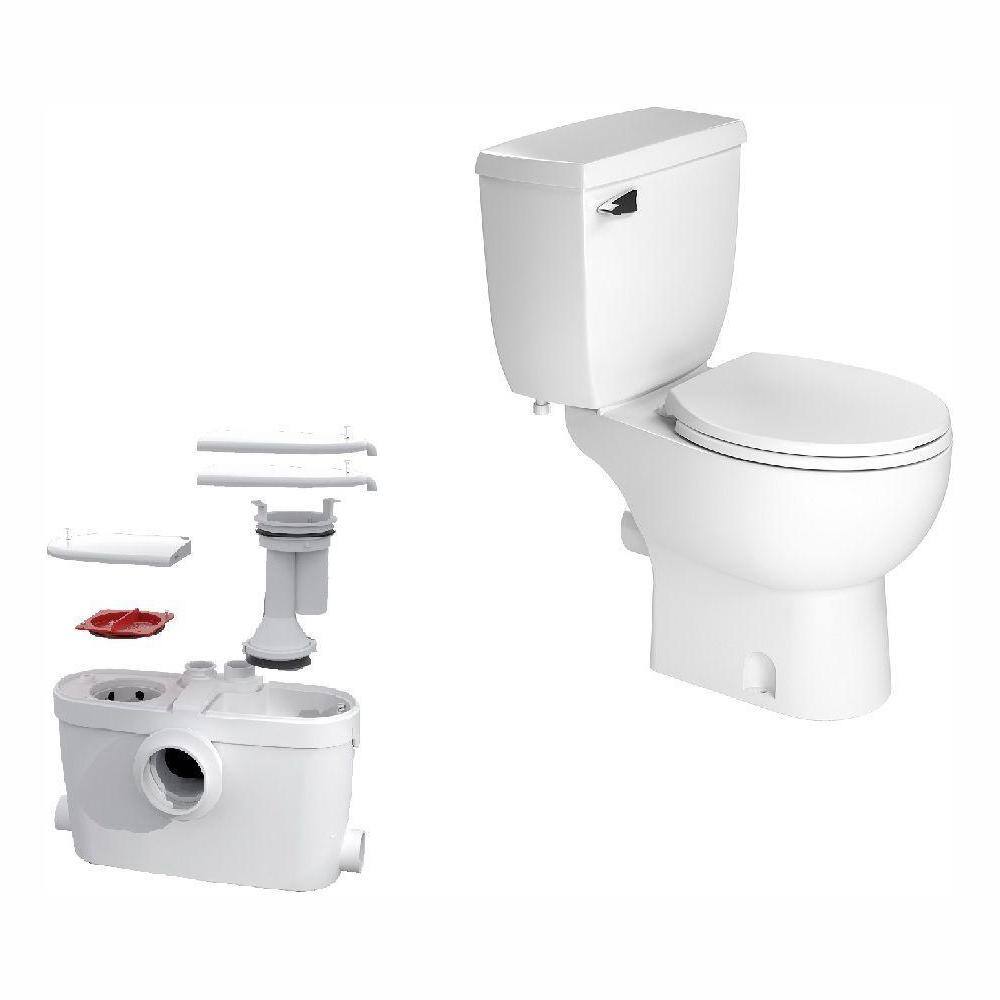 Saniflo SaniAccess3 2-Piece 1.280 GPF Single Flush Round Toilet with .5 HP Macerating Pump in White 082.005.083