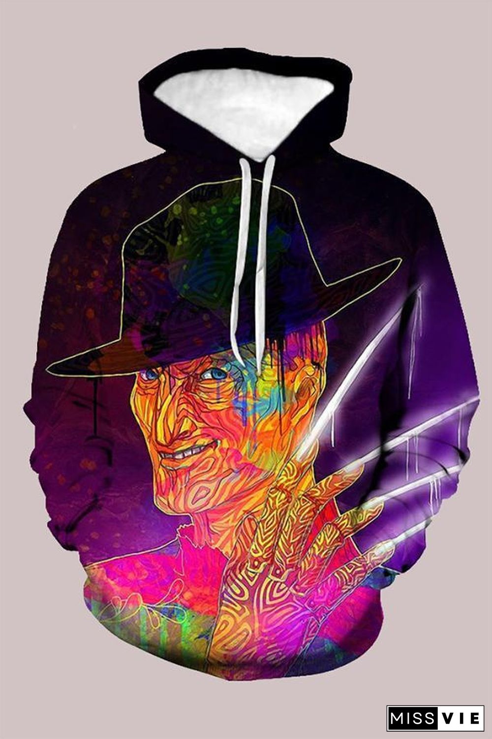 Street 3D Multicolor Digital Printed Hooded Sweatshirt