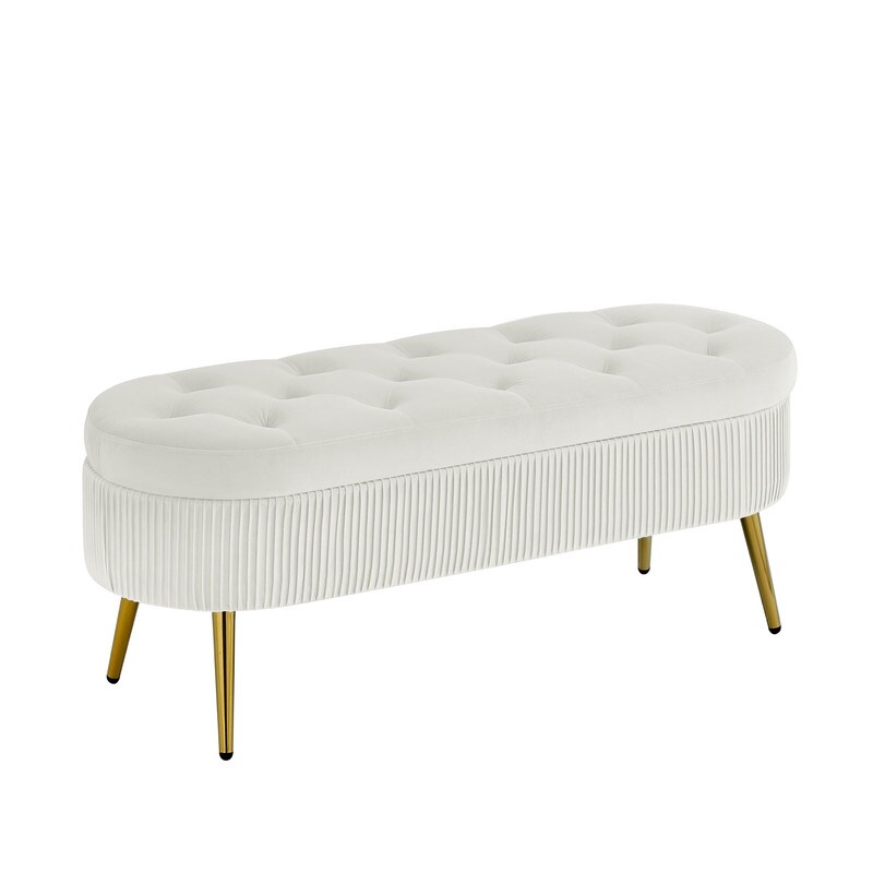 Footstool Velvet Storage Bench Soft Mat Tufted Sitting Room Porch Oval For Bedroom  Living Room