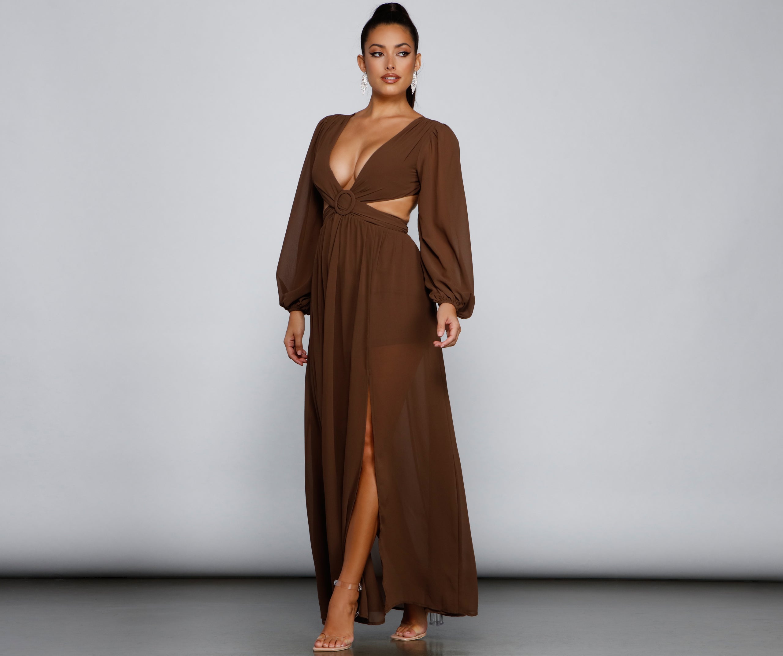 New Heights Chiffon Cutout Maxi Dress