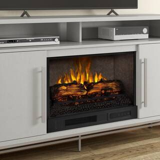 SCOTT LIVING KAPLAN 60 in. Freestanding Media Console Wooden Electric Fireplace in White HDSLFP60L-1B