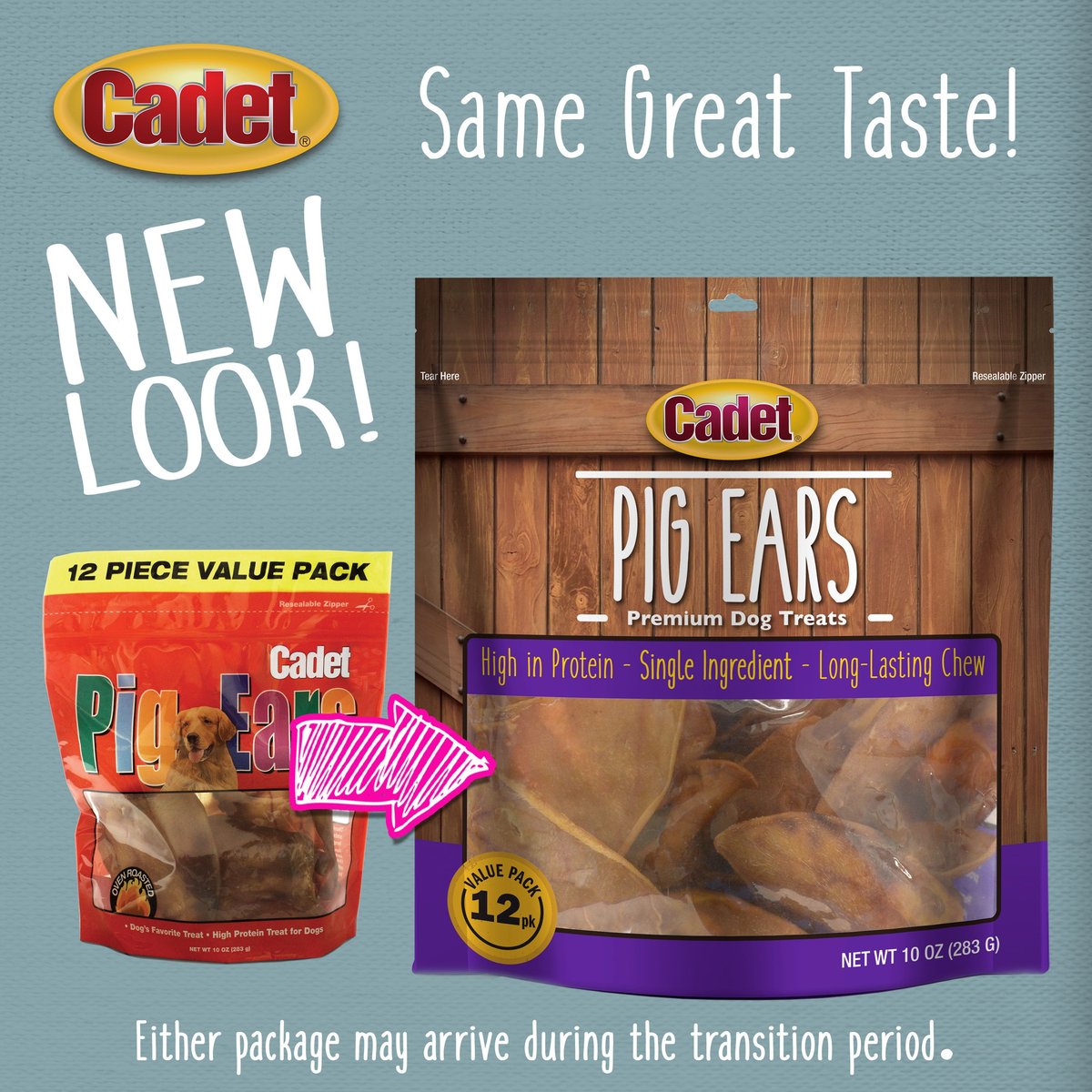 Cadet Natural Pig Ears Dog Treats， 12 count