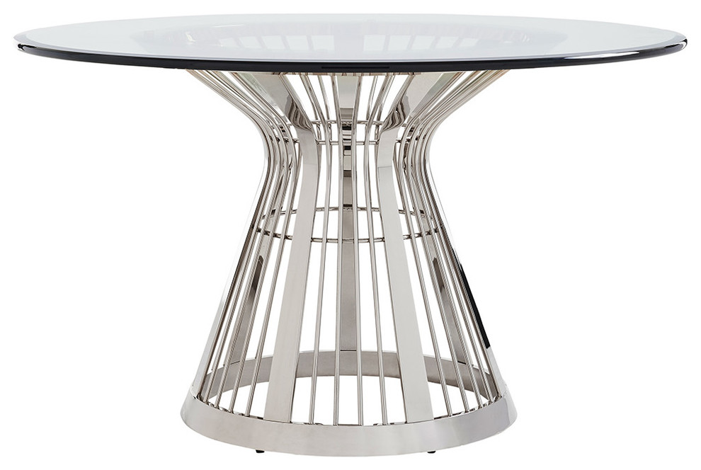 Emma Mason SIgnature Ayana Riviera Stainless Center Table w/ 54 Glass Top in Pla   Contemporary   Coffee Tables   by Emma Mason  Houzz