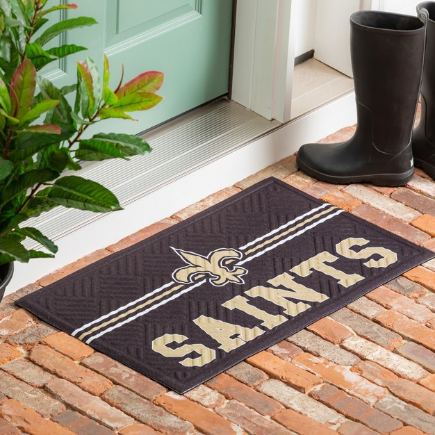 Evergreen Nfl New Orleans Saints Embossed Mat Cross Hatch Indoor And Outdoor Doormat