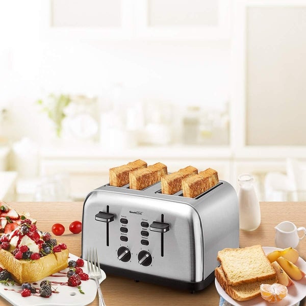 4 Slice Toaster with Wide Slot Removable Crumb Tray for Bread and Bagels