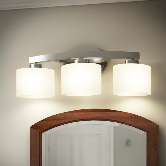 allen + roth Merington 21.5-in 3-Light Brushed Nickel Transitional Vanity Light