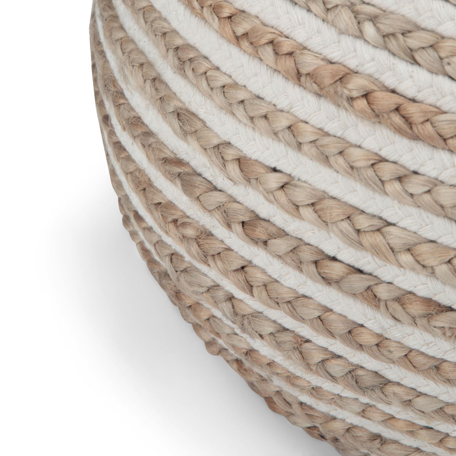 Simpli Home Yolanda Contemporary Round Pouf - Natural Jute