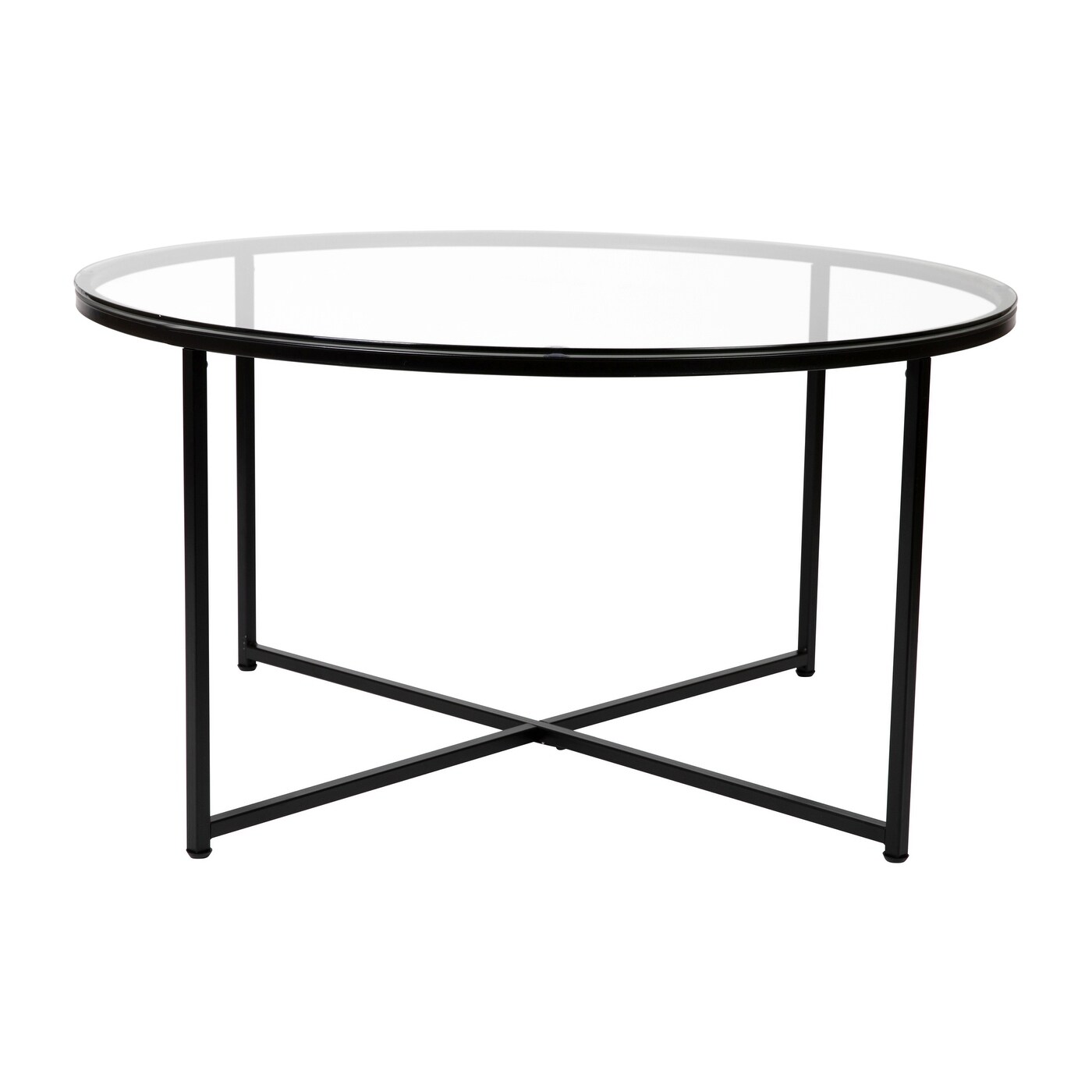 Greenwich Collection Coffee Table with Crisscross Matte Black Frame