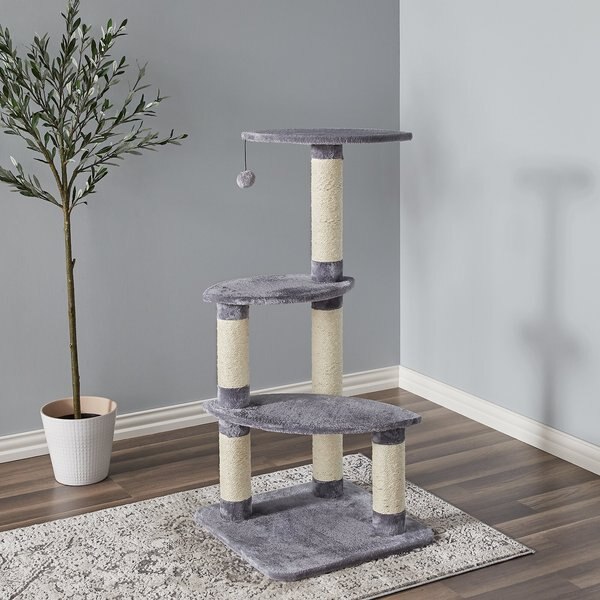 Two By Two The Cypress 41.7-in Plush Cat Tree， Grey