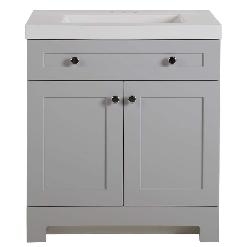 Glacier Bay Everdean 30.5 in. W x 18.8 in. D x 34.4 in. H Freestanding Bath Vanity in Pearl Gray with White Cultured Marble Top EV30P2-PG