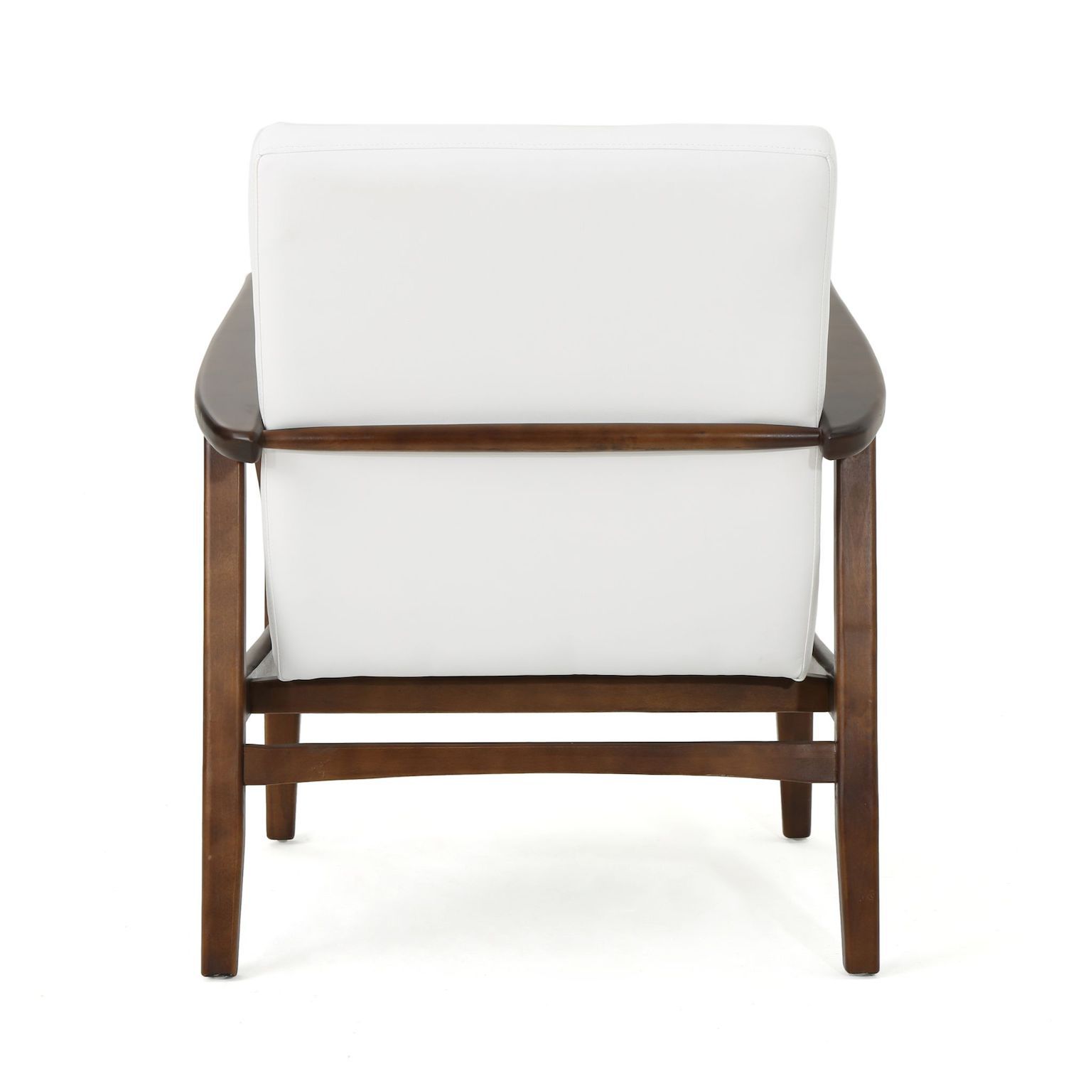 31.25 White and Brown Mid Century Contemporary Club Armchair