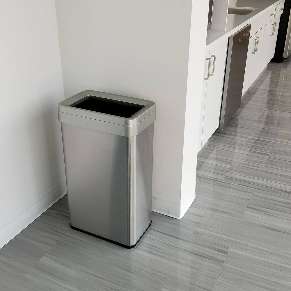 iTouchless 18 Gal. Rectangular Open Top Commercial Grade Stainless Steel Trash Can and Recycle Bin with Dual-Deodorizer OT18RTS