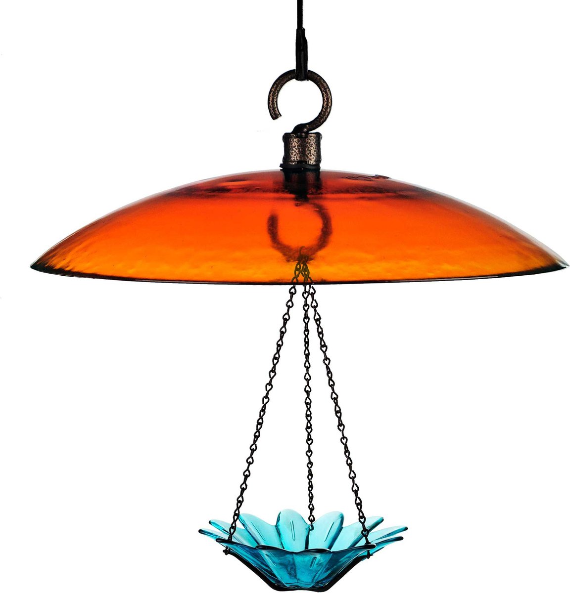 Mosaic Birds Petite Glass Baffle Dome Feeder， Fading Sunset