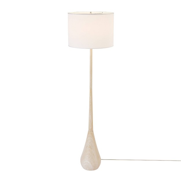 Kanana Faux Wood Floor Lamp With White Cotton Shade Globe Electric