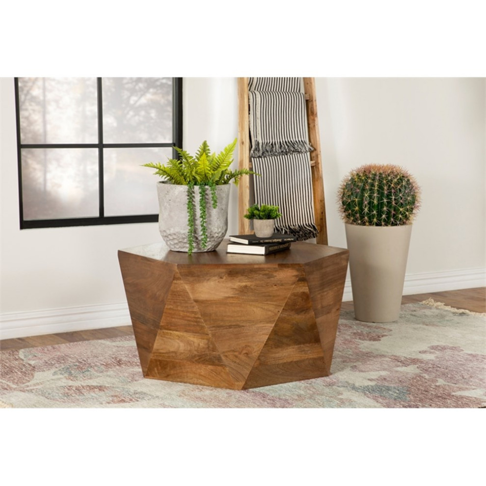 Coaster Modern Wood Hexagonal Shaped Top Coffee Table in Natural   Transitional   Coffee Tables   by Homesquare  Houzz