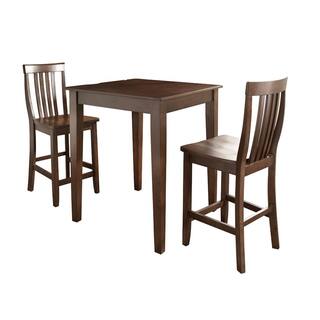 CROSLEY FURNITURE 3-Piece Mahogany with School House Stools Pub Dining KD320007MA