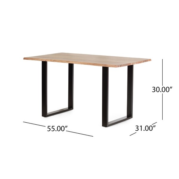 Outdoor Dining Table，Black + Natural，31D x 55W x 30H in