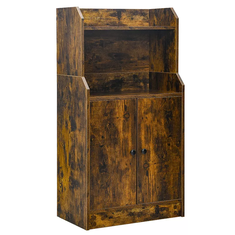 Storage Cabinet Bookcase with Doors and Display Shelf-Rustic Brown