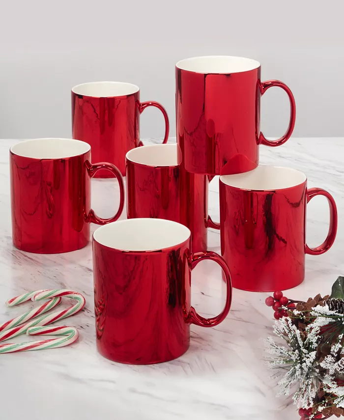 Certified International Holiday Lights 16 oz Mugs Set of 6 Service for 6