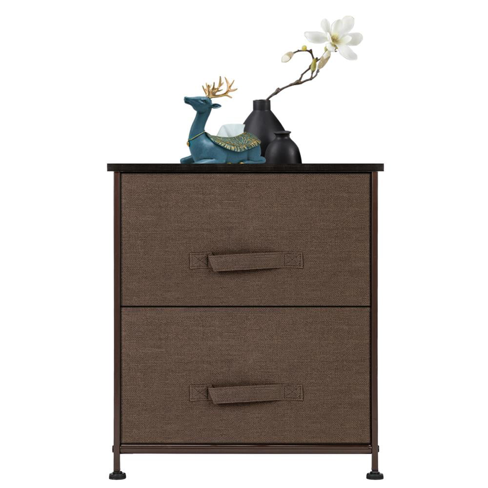 Zimtown Nightstand with 2 Drawers - Bedside Furniture and Accent End Table Chest Brown