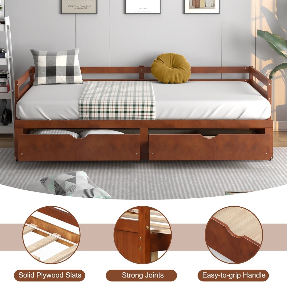 Costway Twin to King Daybed with 2 Drawers Wooden Sofa Bed for   See Details