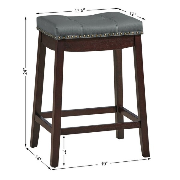 Set of 2 Nailhead Saddle Bar Stools - 19