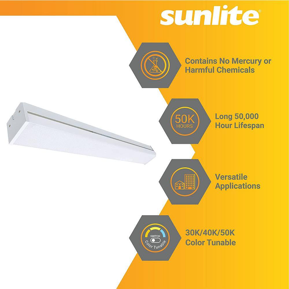 Sunlite 2 ft. LED Dimmable Commercial Residential Built-In Battery Color Tunable 3000K4000K5000K Linear Strip Light Fixture HD04008-1