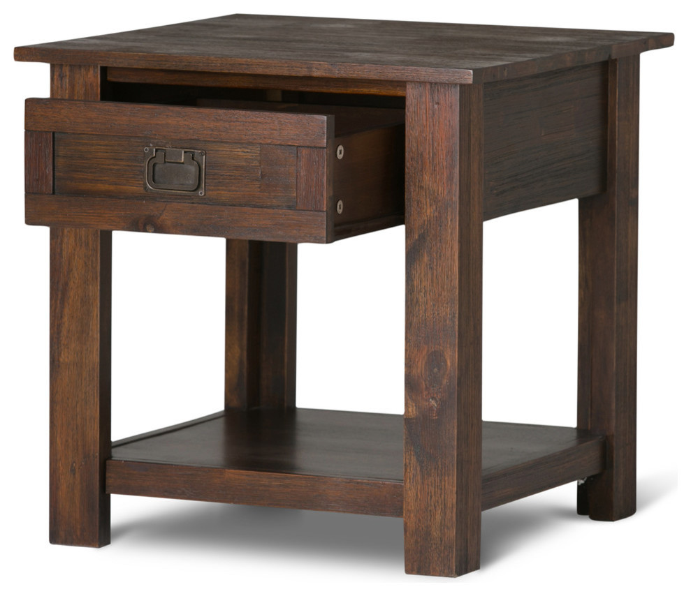 Monroe Solid Acacia Wood End Table   Transitional   Side Tables And End Tables   by Simpli Home Ltd.  Houzz