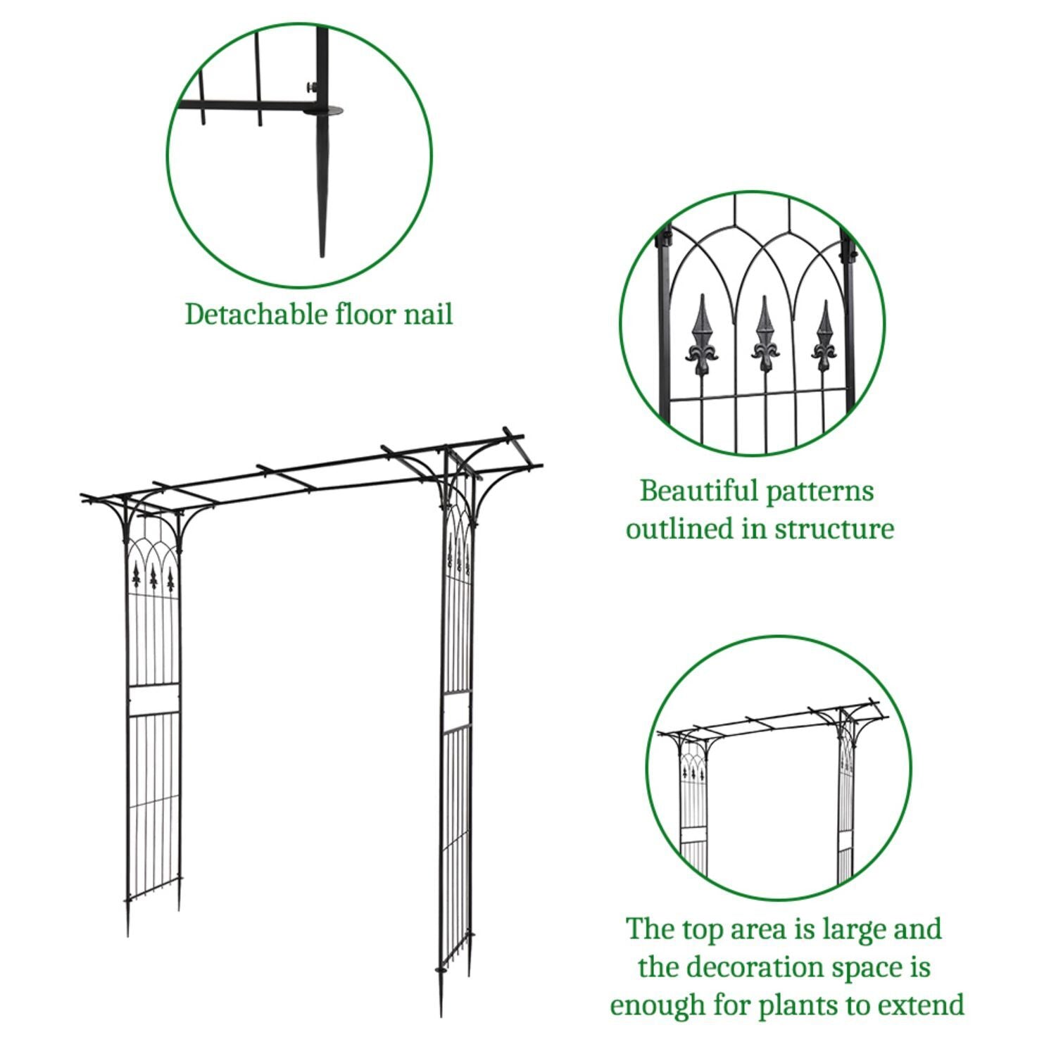 Cmgb Flat Topped Iron Arches Plant Climbing Frame Black