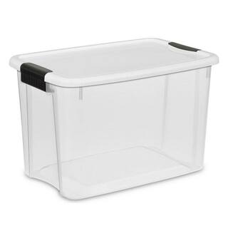 Sterilite 30 qt. Clear Plastic Stackable Storage Bin wWhite Latch Lid (24-Pack) 24 x 19859806