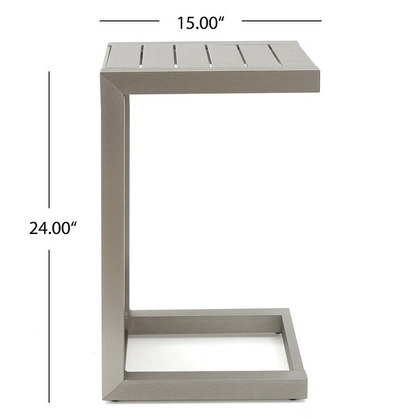 Outdoor Cshaped Table with a Sleek Aluminum Frame and Conveniently Versatile Design