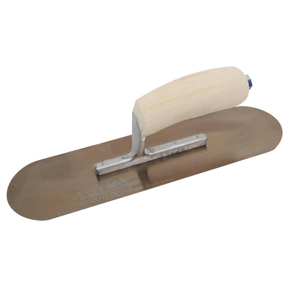 MARSHALLTOWN 12 in. x 3-12 in. Golden Stainless Steel Pool Trowel - Wood Handle SP12GS