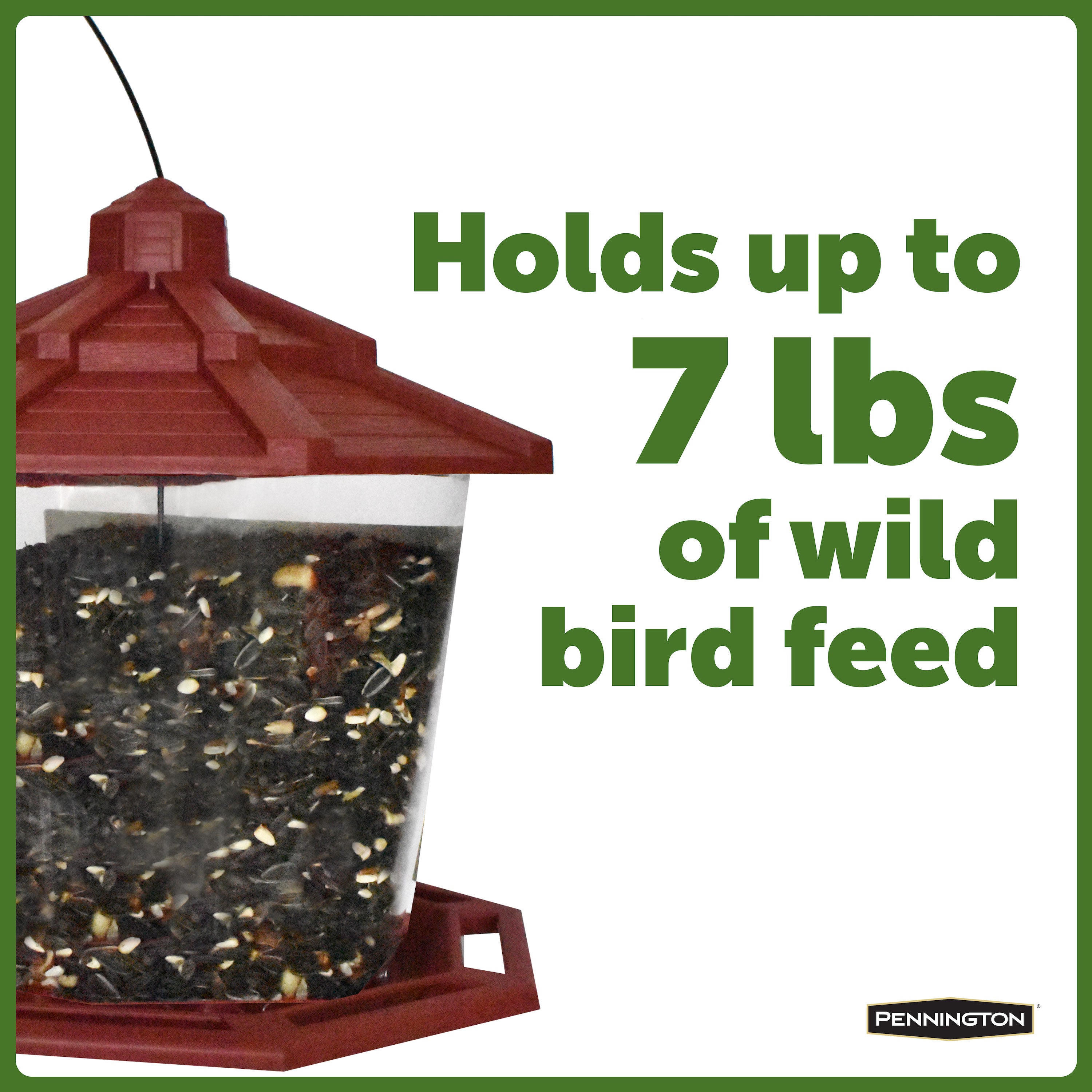 Pennington Red Resin Ecozebo Wild Bird Hopper Feeder， 7 lb. Capacity， 2 Pack