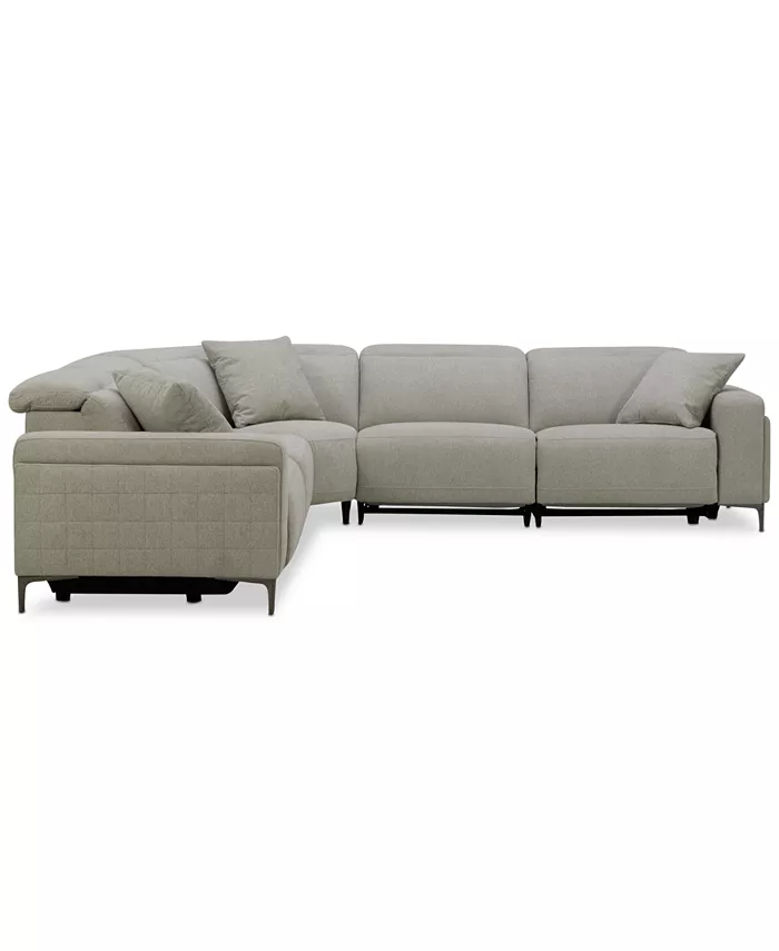 Furniture Adney 5-Pc. Power Recliner Fabric Sectional Sofa